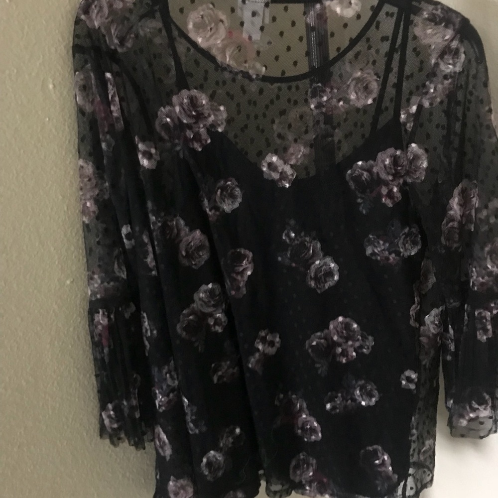 Floral Sheer top with cami